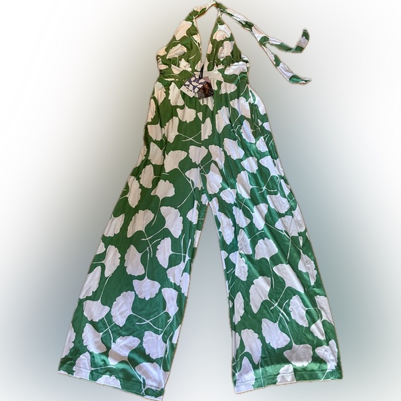 Diane Von Furstenberg x Target green & white jumpsuit size L NWT - Picture 5 of 5